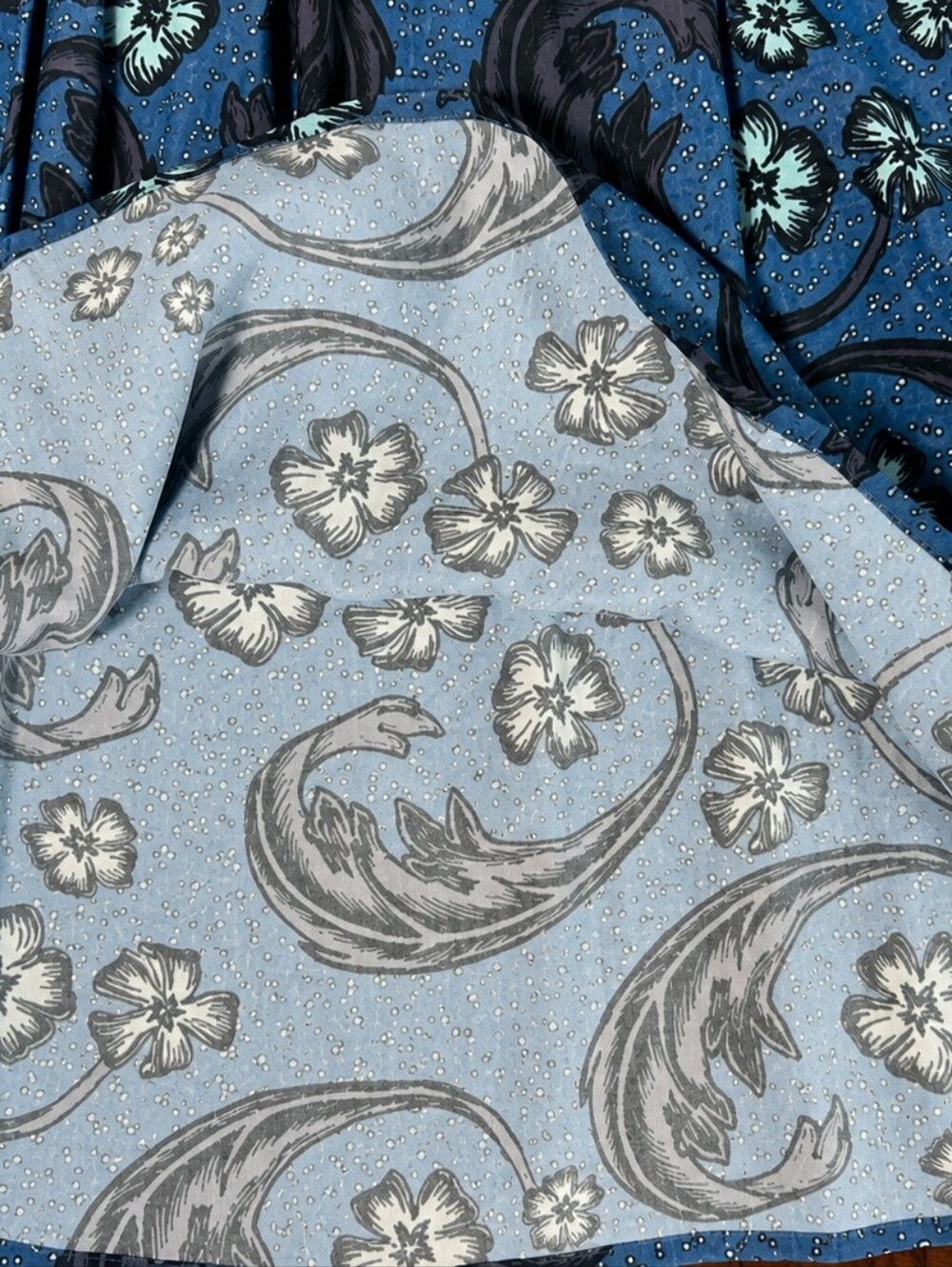For Love And Lemons Blue Paisley Bell Sleeve Babydoll Mini Dress Sz S Boho FP - Picture 5 of 12